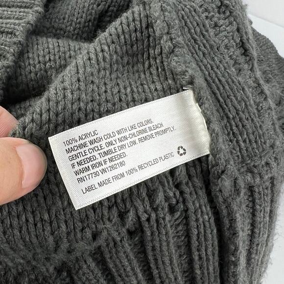 MERONA Thick Dark Gray Cable Knit Chunky Button Up Cardigan Medium - Picture 8 of 10